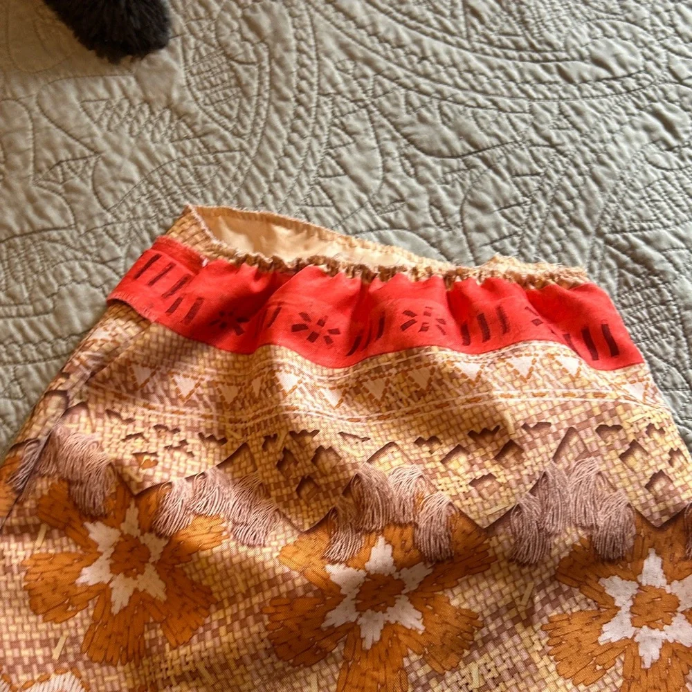 DISNEY MOANA W/LIGHT UP HOOK and Red and Tan Boho Fringe Strapless Dress - Picture 9 of 13